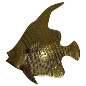 VTG Handcrafted Solid Brass Angel Fish Nautical Coastal Beach Wall Decor Marine